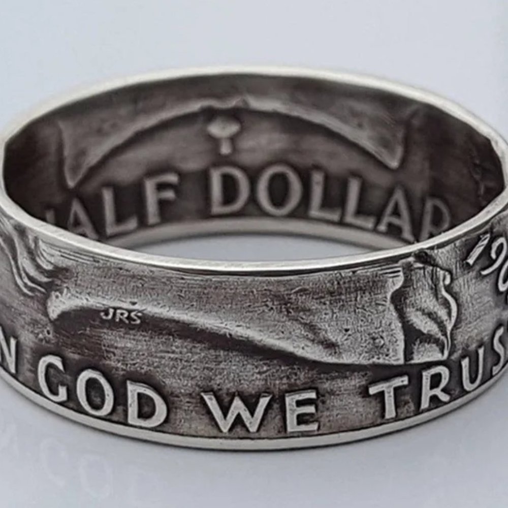 Beautiful 1961 Half Dollar Coin .925 Sterling Silver Band $$$ - Picture 3 of 4